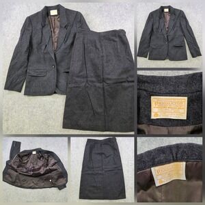 Vintage Pendleton Skirt Suit Womens Small?‎ Gray 100% Wool Blazer Set USA Lined